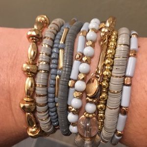 Grey and Gold bracelet Stack